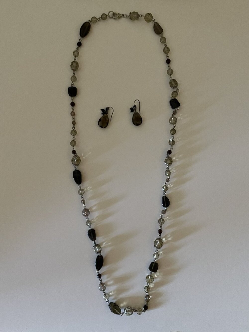 Vintage Glass Beaded Strand Necklace and Earring Set